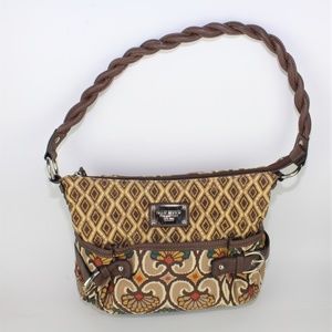 Relic Heart Floral Pattern Brown Shoulder Handbag